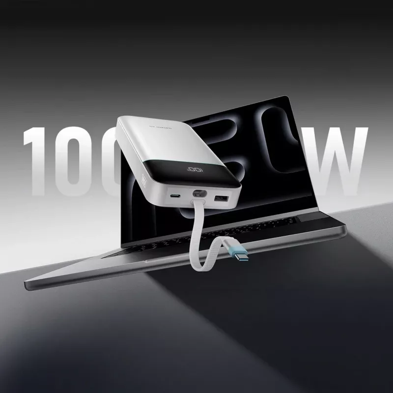CUKTECH LPB252N batería externa 120W 25000mAh con cable USB-C integrado - blanca