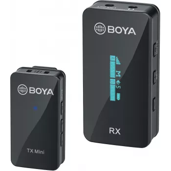 BOYA BY-XM6-S1 Mini sistema de micrófono inalámbrico 2,4 GHz con micrófono lavalier, receptor OLED, alcance 100 m