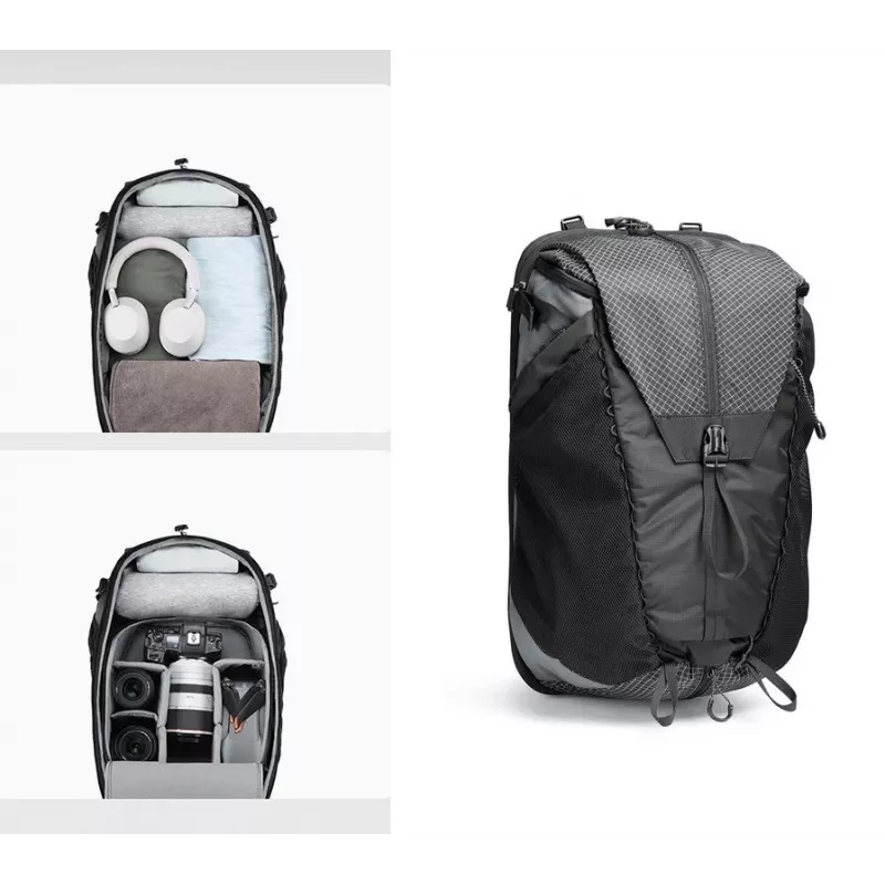 ULANZI BP10 mochila para cámara expandible 25-28L para DSLR/sin espejo, dron, portátil de 16 pulgadas, negra