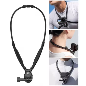 ULANZI ZJ09 soporte magnético de cuello para cámaras de acción - giro 360°, POV manos libres, banda de silicona flexible, compatible con GoPro/DJI/Insta360