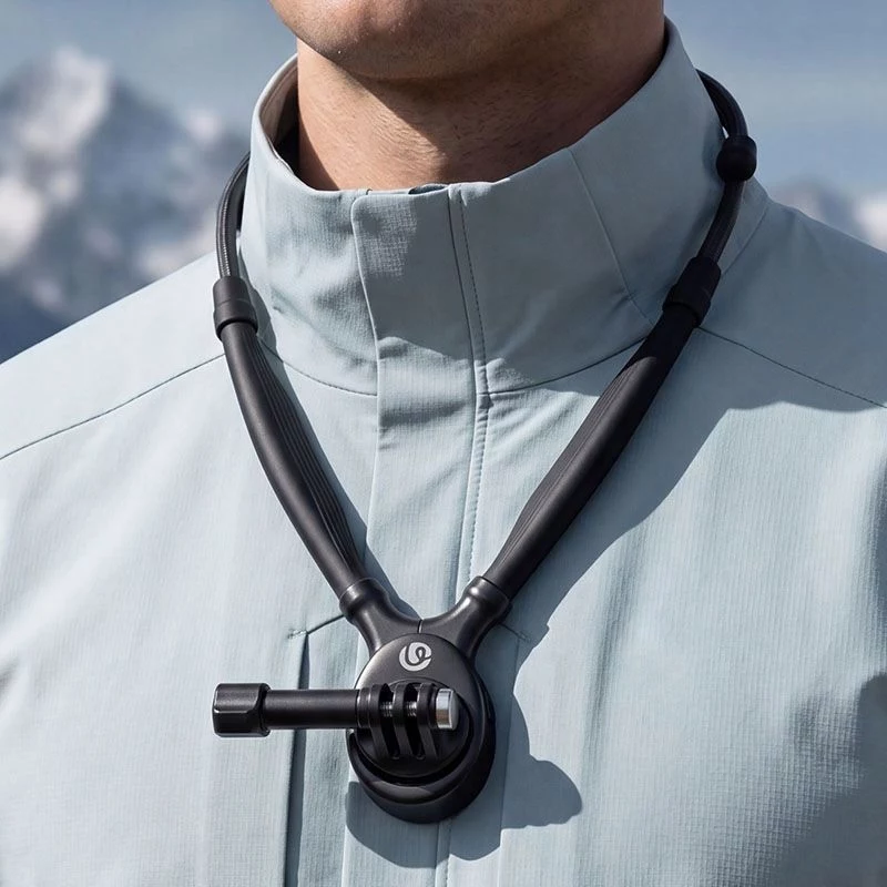 ULANZI ZJ09 soporte magnético de cuello para cámaras de acción - giro 360°, POV manos libres, banda de silicona flexible, compatible con GoPro/DJI/Insta360