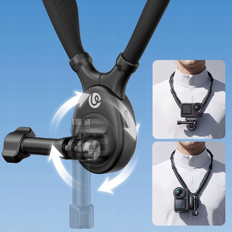 ULANZI ZJ09 soporte magnético de cuello para cámaras de acción - giro 360°, POV manos libres, banda de silicona flexible, compatible con GoPro/DJI/Insta360