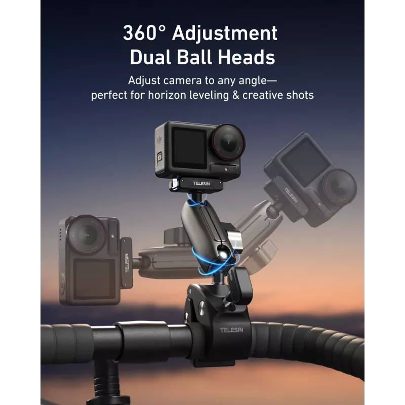 TELESIN Magic Arm Clamp Mount para DJI Osmo Action 5 Pro/4/3, Osmo 360, GoPro, Insta360 – S3-HBM-14-TDJ