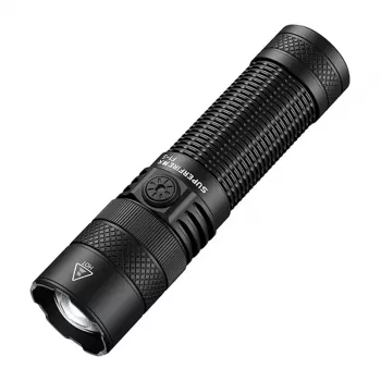 SUPERFIRE F1-S linterna LED recargable de 1500 lúmenes con zoom telescópico, 5 modos, IP44, negra