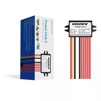 INNOVV Power Hub 3 - distribuidor de corriente 12V impermeable para 5 dispositivos con protección de batería y fusibles
