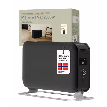 Mill Instant Max calefactor de convección móvil LED, 2200 W, negro