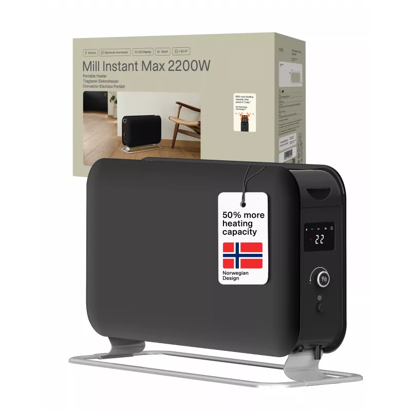 Mill Instant Max calefactor de convección móvil LED, 2200 W, negro