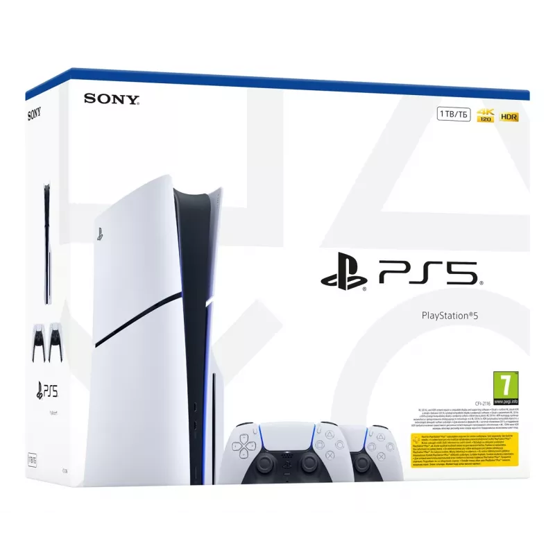 Sony PlayStation 5 Slim Disc Edition 1TB consola - blanco y negro