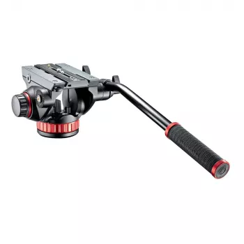 Manfrotto MVH502AH cabezal fluido de vídeo con base plana, 4 kg de carga útil, base de 75 mm, negro