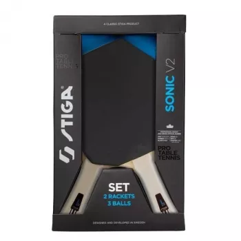 STIGA Sonic V2 set de tenis de mesa de hobby – 2 palas, 3 pelotas, red y postes