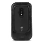 Doro Case L20/L30/2800/2820/2880/E20/E22/E30 - funda tipo cartera de piel sintética PU negra con compartimento para tarjetas y soporte