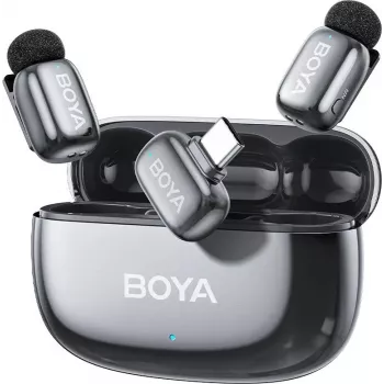 BOYA mini 2-02 Space Gray micrófono de cañón de doble canal de condensador
