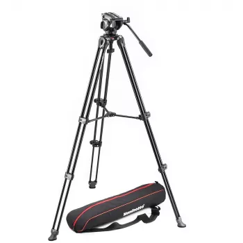 Kit de trípode de vídeo fluido Manfrotto MVK500AM con cabezal MVH500A y trípode de aluminio MVT502AM