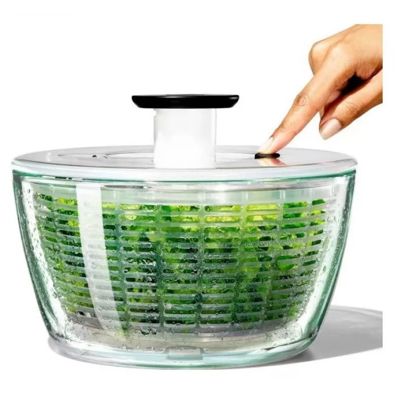 OXO Good Grips 11262700 Centrifugadora de ensaladas de vidrio 2 en 1, transparente