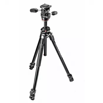 Manfrotto 290 Dual Trípode de aluminio con rótula de 3 vías, 3 secciones extensible MK290DUA3-3W