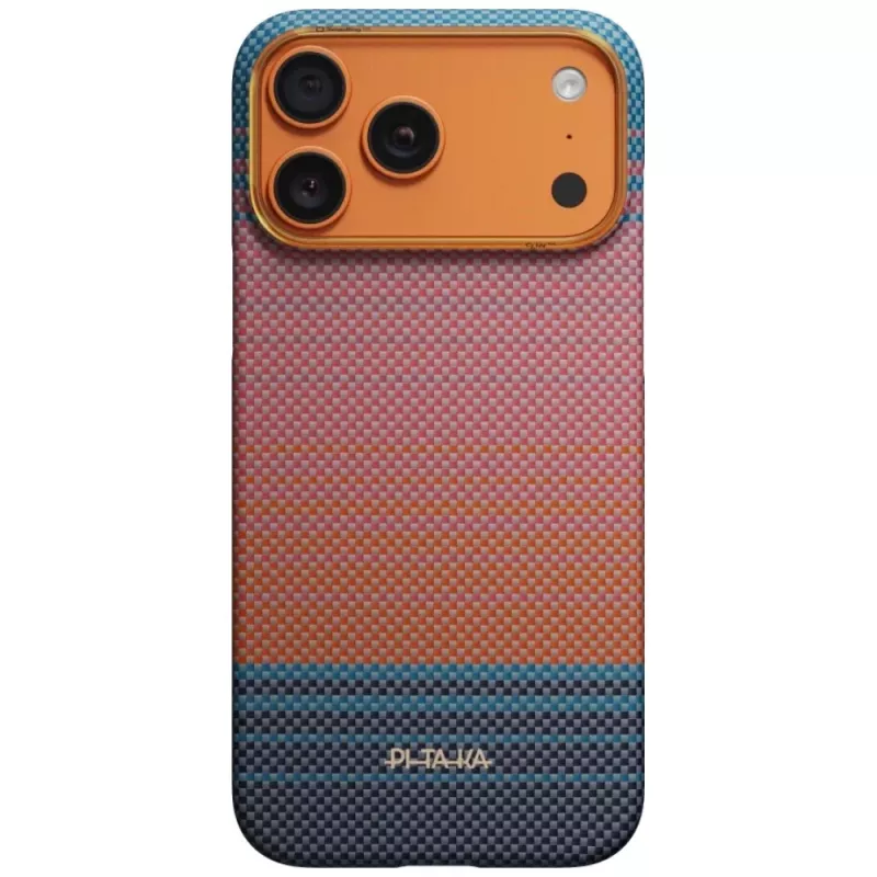 PITAKA Edge Funda California Dream 04 Sunset para iPhone 17 Pro Max – parte trasera ultrafina de fibra de aramida con MagSafe