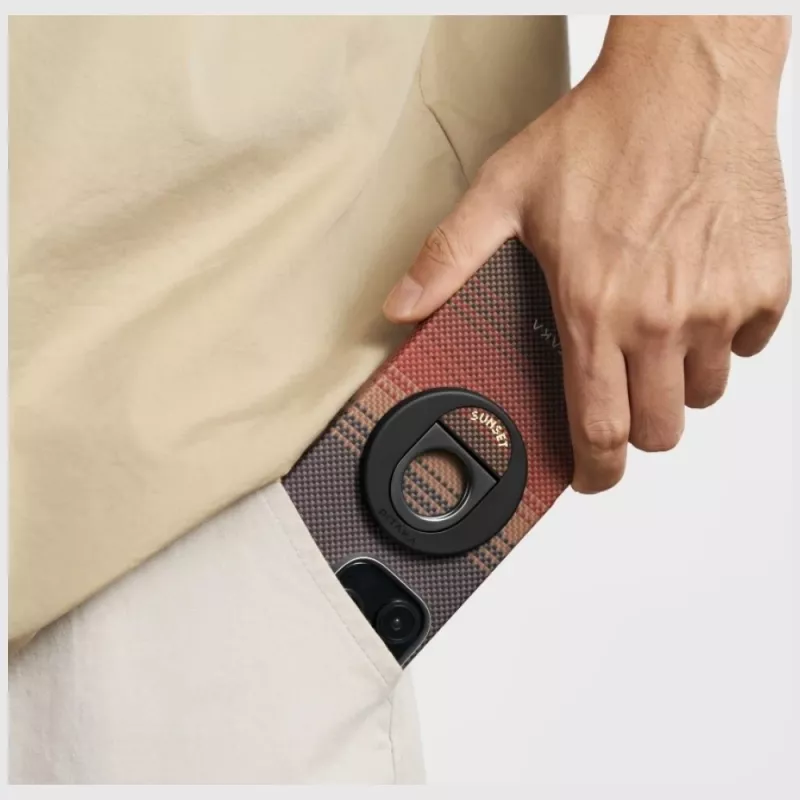 PITAKA MagEZ Grip 3 California Dream agarre y soporte magnético para móvil para MagSafe, Sunset Black