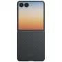 PITAKA Edge Funda para Samsung Galaxy Z Flip5 - Fusion Weaving negro/gris fibra de aramida funda fina con encaje a presión compatible con MagSafe
