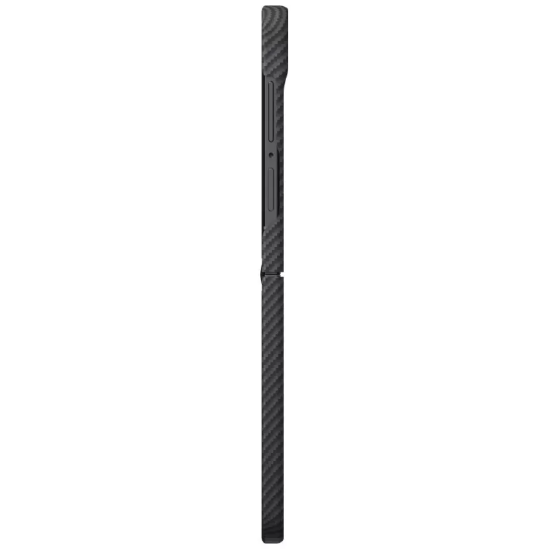 PITAKA Edge Funda para Samsung Galaxy Z Flip5 - Fusion Weaving negro/gris fibra de aramida funda fina con encaje a presión compatible con MagSafe