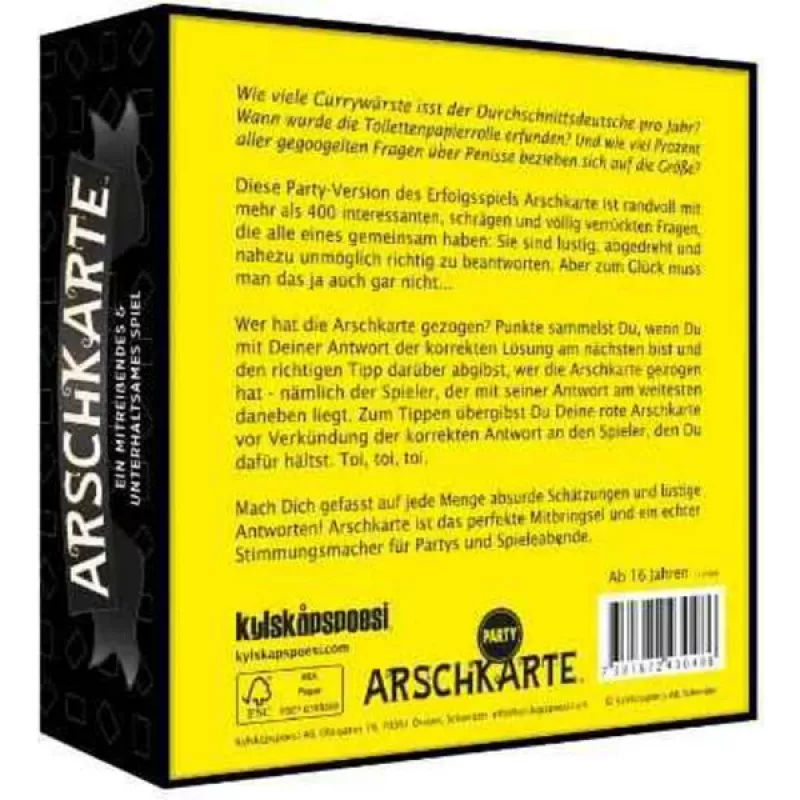 PEGASUS Arschkarte - ¿Quién se queda con la peor parte? juego de cartas Party Edition