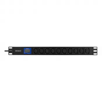 DELTACO Bluewalker PDU Powerwalker LC-16A 10xIEC C13 PDU básica para rack 1U, 16A, cable de 2m