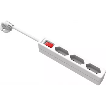 VALUE regleta de enchufes con 3 tomas euro y interruptor, cable de 1,5 m, blanca