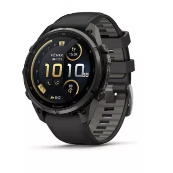 Reloj inteligente multisport GPS Garmin fenix 9 Pro con comunicación por satélite inReach, 47 mm, caja de titanio Carbon Gray DLC, correa de silicona negra/pebble grey