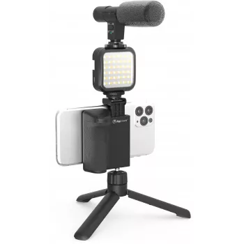Set de empuñadura vlogging DigiPower DPS-VLG4 con luz LED y micrófono