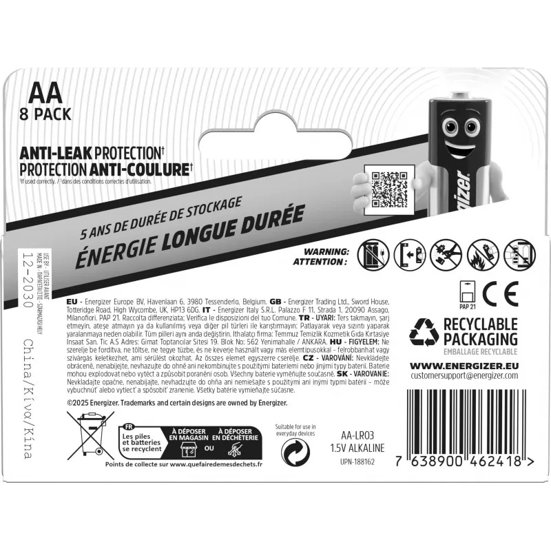 Energizer Everyday pilas alcalinas AA/LR6 (DHP8)