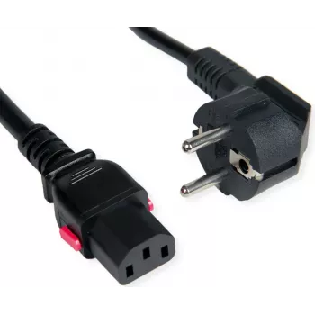 ROLINE cable de alimentación bloqueable CEE 7/7 a C13, recto, 3 m, negro