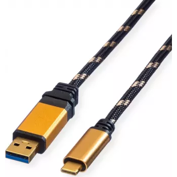 ROLINE GOLD cable USB 3.2 Gen 1 USB-A a USB-C, 1 m, negro, conectores dorados