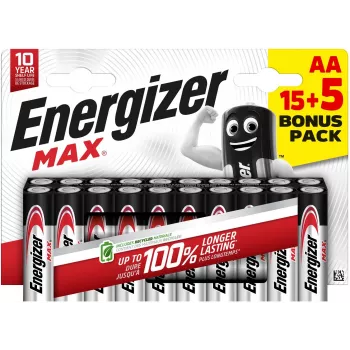 Energizer Max pila alcalina AA LR6 1,5 V, 20 uds. (E303329900)