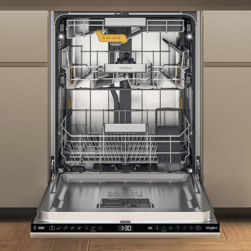 Whirlpool W8I HF58 TU UK Lavavajillas totalmente integrable, 14 cubiertos, clase energética C, 40 dB, 8 programas, secado natural, tercer nivel, AquaStop, pantalla digital, motor inverter