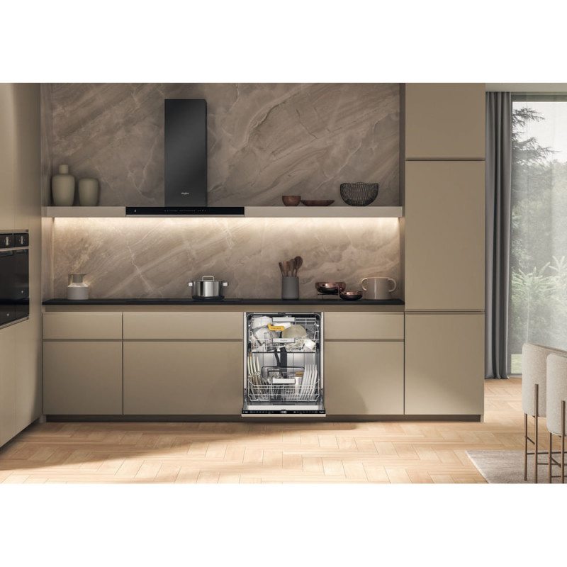 Whirlpool W8I HF58 TU UK Lavavajillas totalmente integrable, 14 cubiertos, clase energética C, 40 dB, 8 programas, secado natural, tercer nivel, AquaStop, pantalla digital, motor inverter