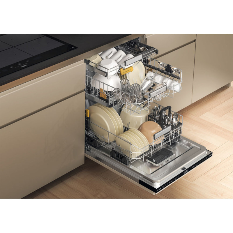 Whirlpool W8I HF58 TU UK Lavavajillas totalmente integrable, 14 cubiertos, clase energética C, 40 dB, 8 programas, secado natural, tercer nivel, AquaStop, pantalla digital, motor inverter