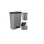 Curver Deco Bin 50L cubo de basura con pedal, cuerpo gris oscuro con tapa y pedal negros