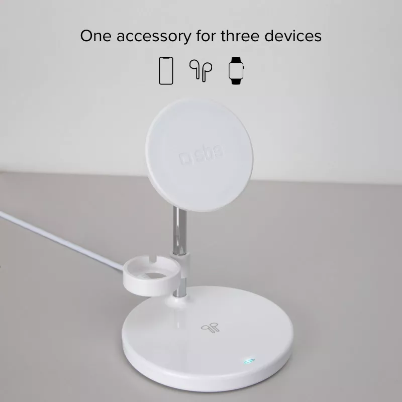 SBS TEWIRMAG3IN1 Estación de carga inalámbrica 3 en 1 con MagSafe para iPhone, Apple Watch y AirPods
