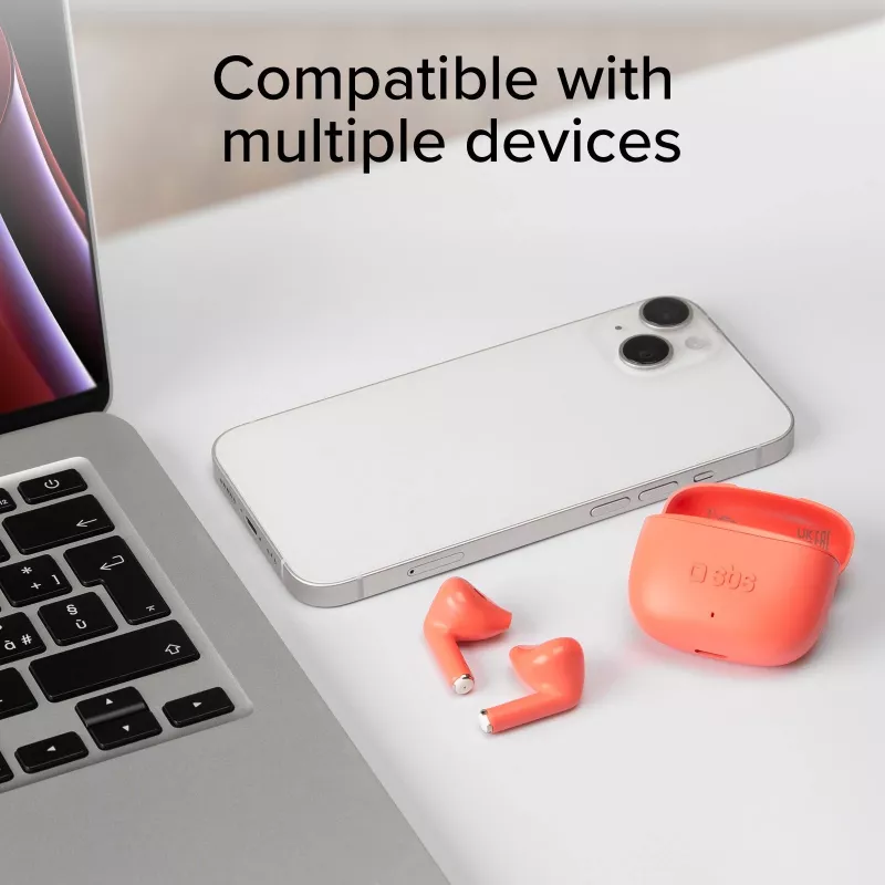 SBS TEEARTWSGOPODSR Auriculares true wireless stereo con estuche de carga, Bluetooth 5.0, control táctil, Rojo