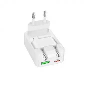 SBS TETRGANUSBTCFOLD20W Cargador de pared plegable GaN USB-C de 20W Blanco
