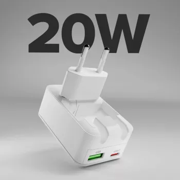 SBS TETRGANUSBTCFOLD20W Cargador de pared plegable GaN USB-C de 20W Blanco