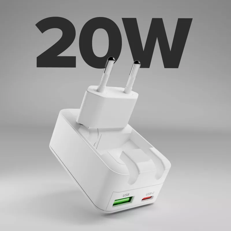 SBS TETRGANUSBTCFOLD20W Cargador de pared plegable GaN USB-C de 20W Blanco