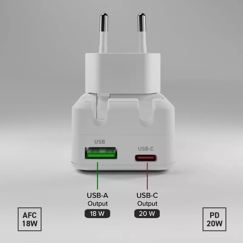 SBS TETRGANUSBTCFOLD20W Cargador de pared plegable GaN USB-C de 20W Blanco