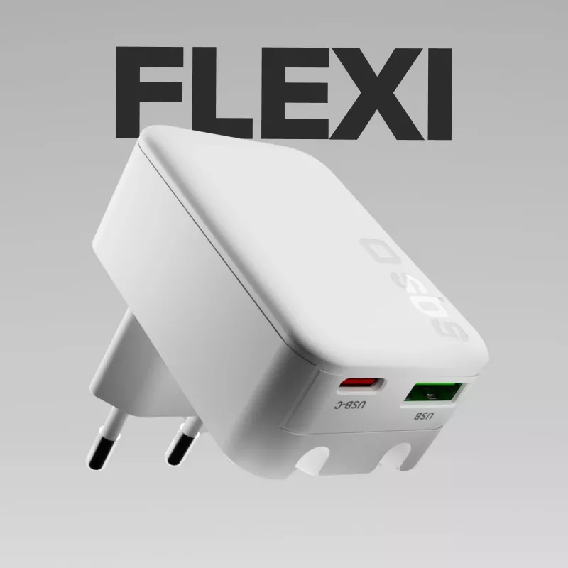SBS TETRGANUSBTCFOLD20W Cargador de pared plegable GaN USB-C de 20W Blanco