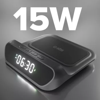 SBS despertador con cargador inalámbrico de 15 W (TEWIRCLOCK)