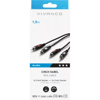 Vivanco cable de audio 2xRCA a 2xRCA 1,5 m (VVA2RCA15MMK)