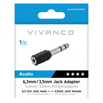 Vivanco VVAJACKAD35F63M Adaptador de jack de 3,5 mm (hembra a macho) Estéreo