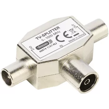 Vivanco distribuidor de antena de TV apantallado de 2 vías, toma coaxial a 2 conectores (VVANSHILD2M1F)