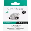 Vivanco distribuidor de antena de TV apantallado de 2 vías, toma coaxial a 2 conectores (VVANSHILD2M1F)