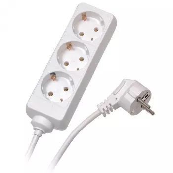 Vivanco VVELSTR3SCHWP Regleta de enchufes schuko de 3 tomas con protección contra sobretensiones e interruptor iluminado, cable de 1,5 m, Blanca