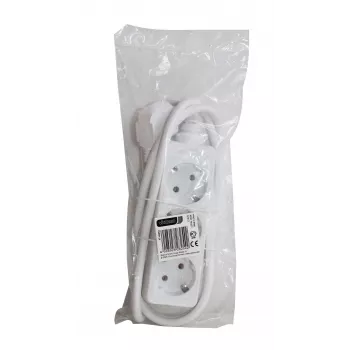 Vivanco VVELSTR3SCHWP Regleta de enchufes schuko de 3 tomas con protección contra sobretensiones e interruptor iluminado, cable de 1,5 m, Blanca